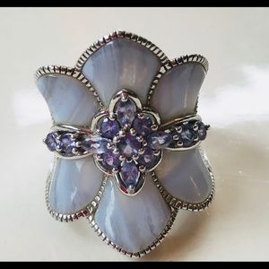 Sterling, Tanzanite and Blue Lace Agate Ring